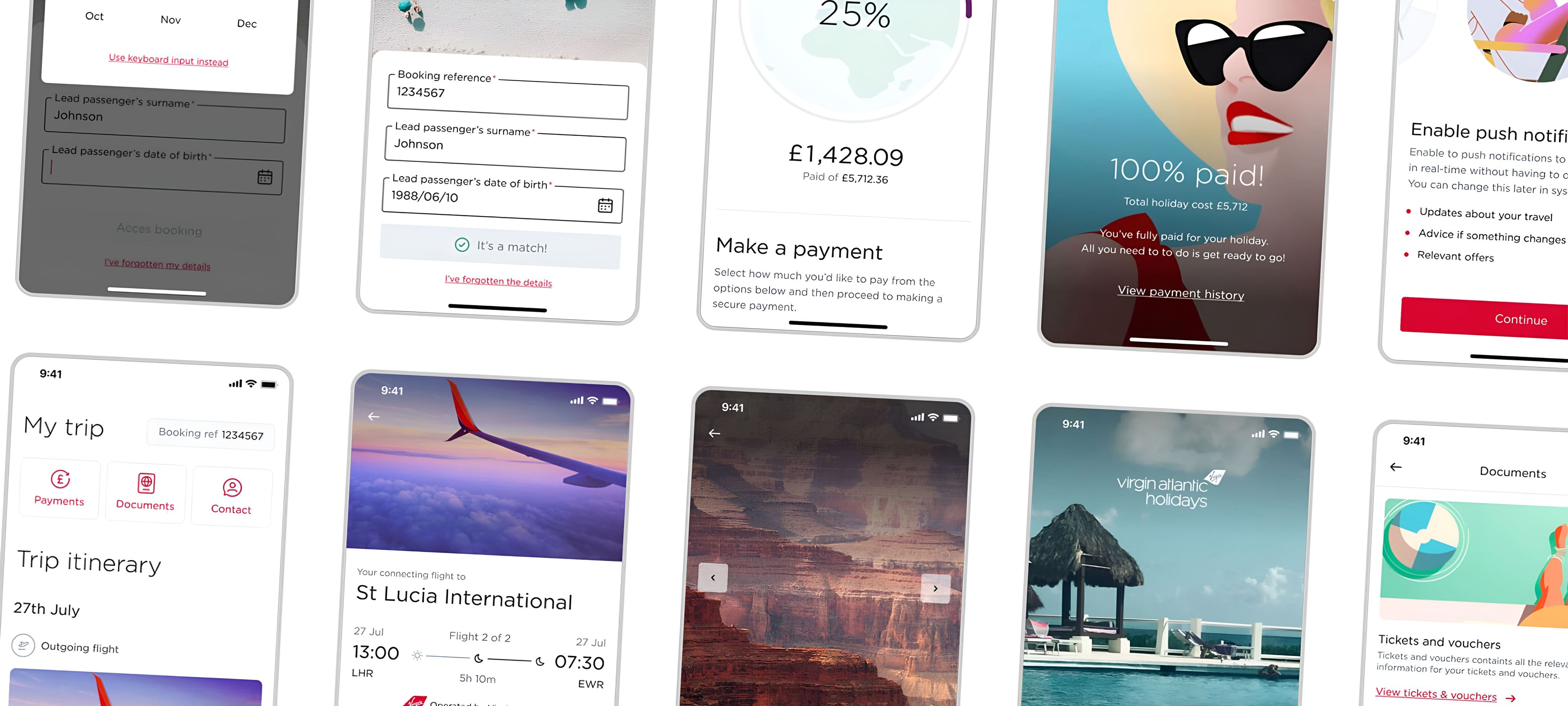Virgin Atlantic & Holidays unified mobile app — booking flow, payments, trip itinerary, destinations